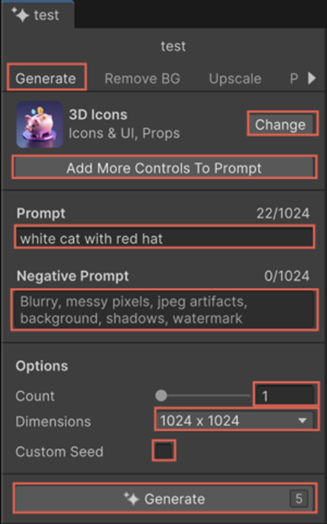 AI sprite generator window